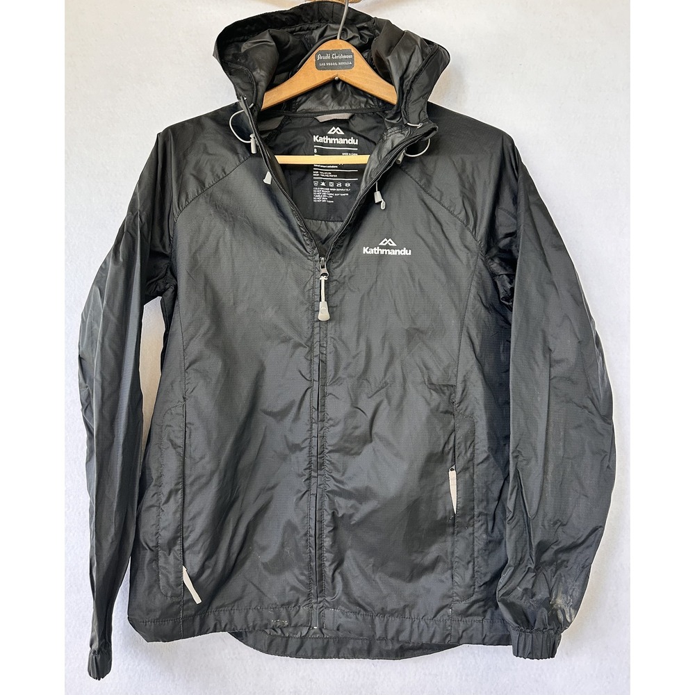 Kathmandu Packable Travel Jacket Windbreaker Lightweight Hooded Women's 8 Black